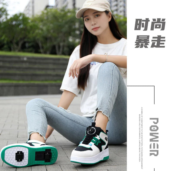 Children Junior Roller Skate Shoes Kids Sneakers with Two Boys Girls Wheels Shoes Running Adult Casual Boys Shoes size 31-42