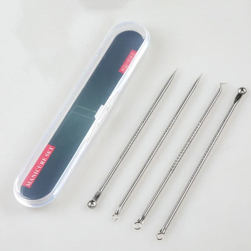 4Pcs Pimple Popper Tool Kit, Blackhead Remover Acne Needle Tools Set Removing Care Comedone Whitehead Popping Zit Skin Care Tool