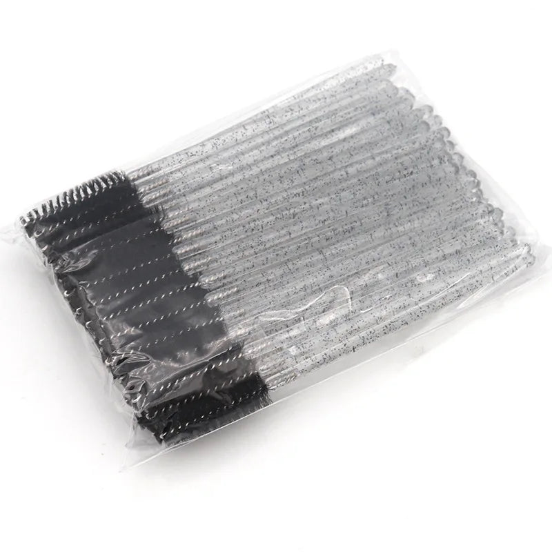 QSTY eyelash brush makeup brushes 50pcs individual disposable mascara applicator comb wand lash makeup brushes tools 6 colors