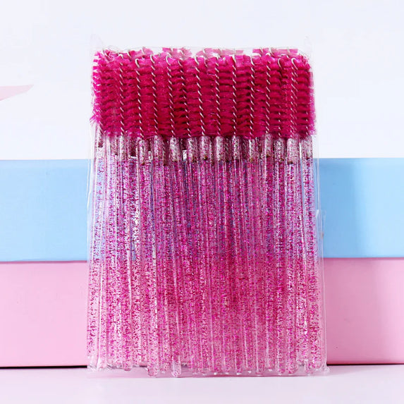 QSTY eyelash brush makeup brushes 50pcs individual disposable mascara applicator comb wand lash makeup brushes tools 6 colors
