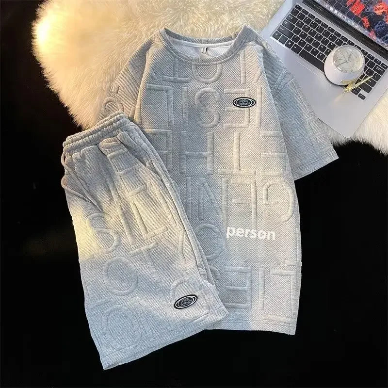 Trendy Casual Suit Men's Fashionable Five-piece Set Elegant Summer Simple Style Loose Fitting Long Sleeve Business Attire