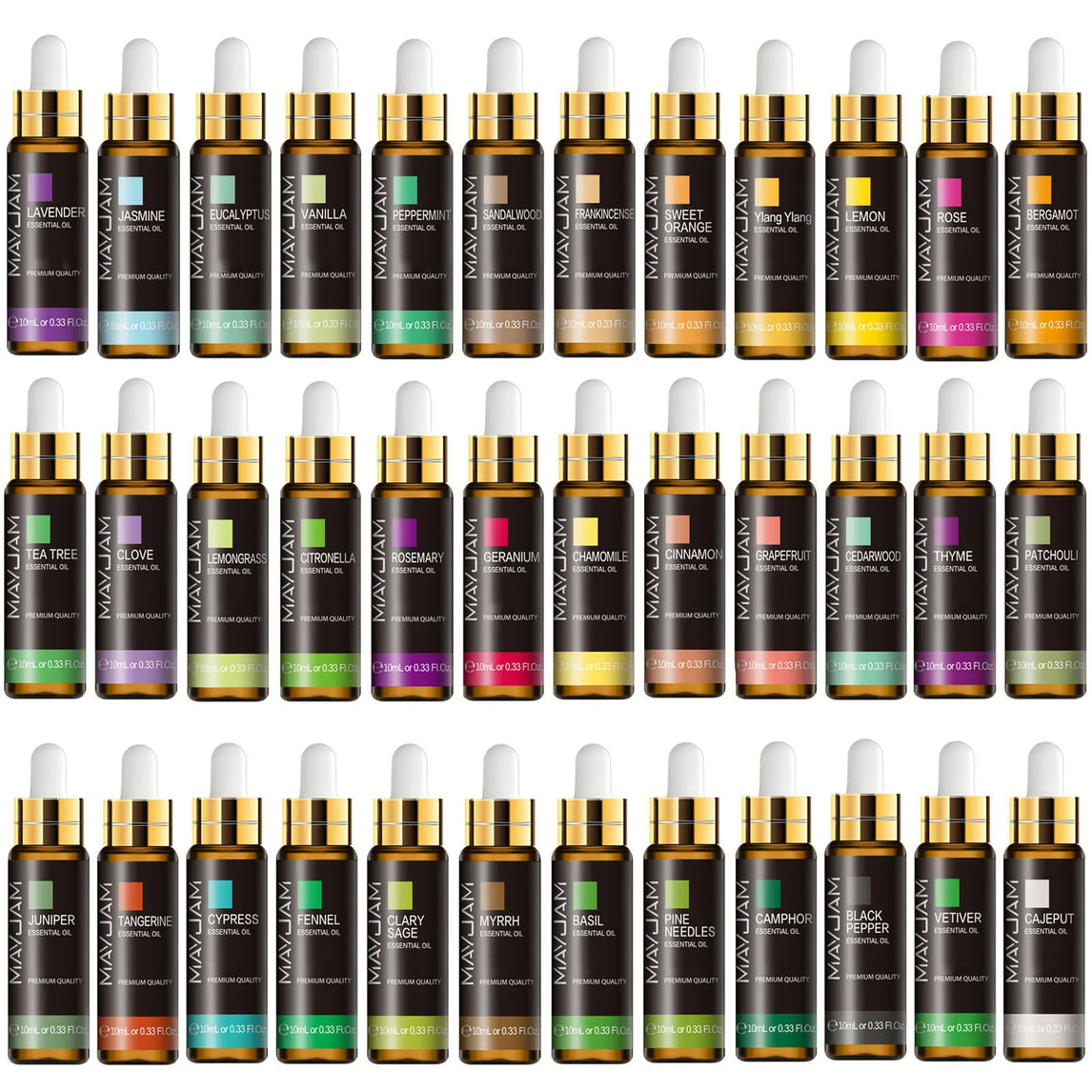 MAYJAM 10ml Pure Essential Oil Lavender Eucalyptus Vanilla Sandalwood Jasmine Bergamot Lemongrass Cinnamon Grapefruit 1pc