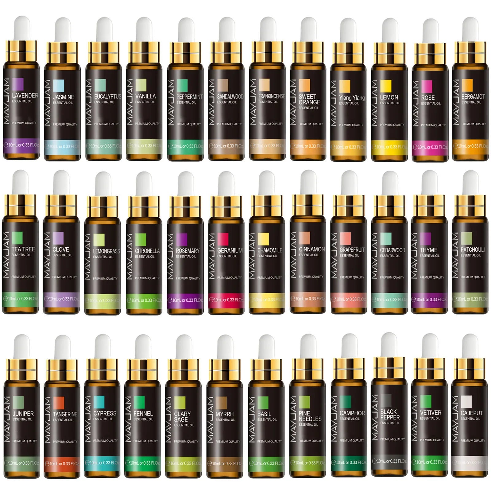 MAYJAM 10ml Pure Essential Oil Lavender Eucalyptus Vanilla Sandalwood Jasmine Bergamot Lemongrass Cinnamon Grapefruit 1pc