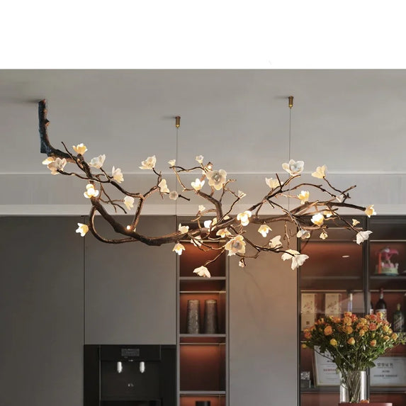 New Italian Light Luxury Ceramic All Copper Branch Living Room Ceiling Light Hotel Restaurant Sales Department Staircase Light