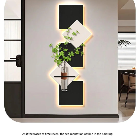 Modern Hydroponics Green Plants LED Decorative Paintings Home Decor Living Room Bedroom Entrance Hallway Sandstone Mural Lights