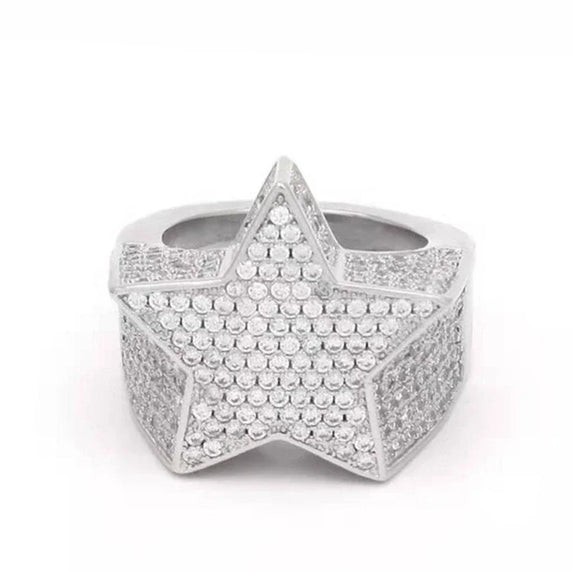 Ofertas Hip Hop Style Trendy Men Women Rings Copper Ring Iced Out Bling Pave Cubic Zirconia Geometry Ring Charms
