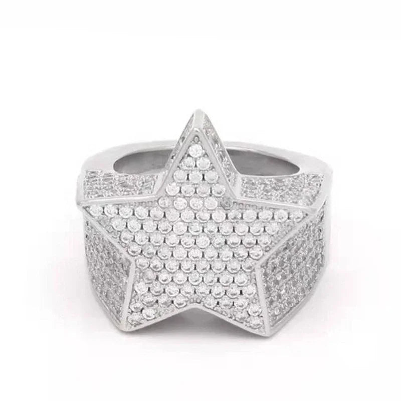 Ofertas Hip Hop Style Trendy Men Women Rings Copper Ring Iced Out Bling Pave Cubic Zirconia Geometry Ring Charms