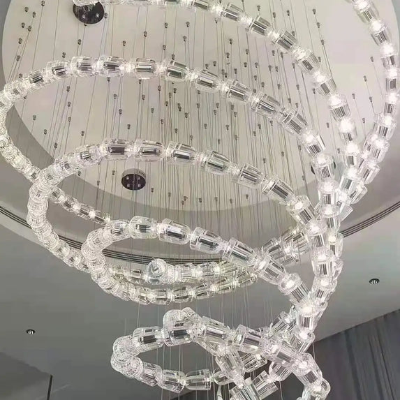 Post-modern simple luxury dining room glass chandelier Nordic designer minimalist art strip living room study bar