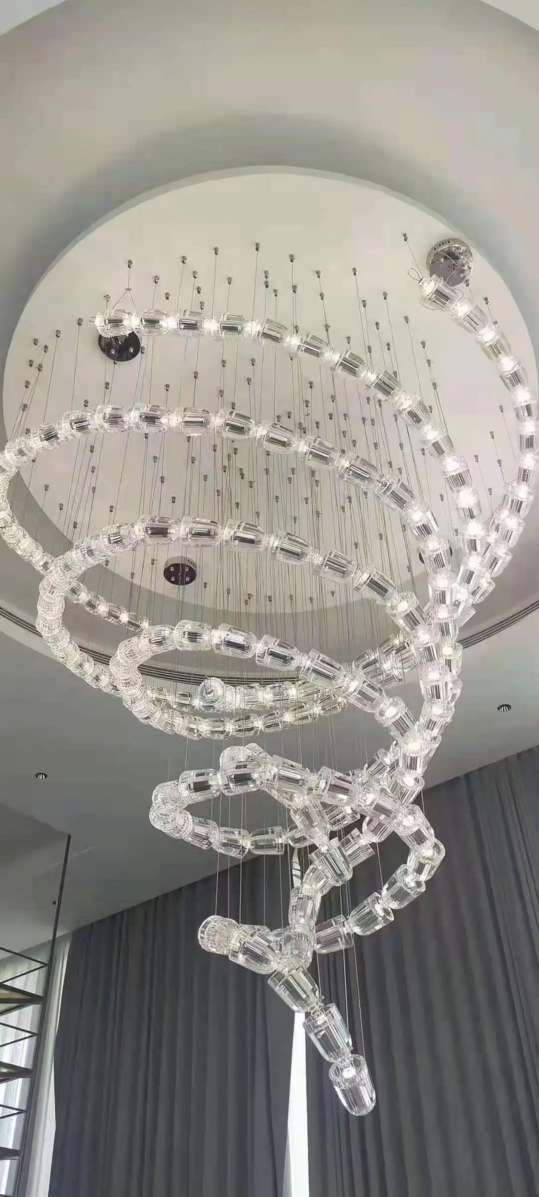 Post-modern simple luxury dining room glass chandelier Nordic designer minimalist art strip living room study bar