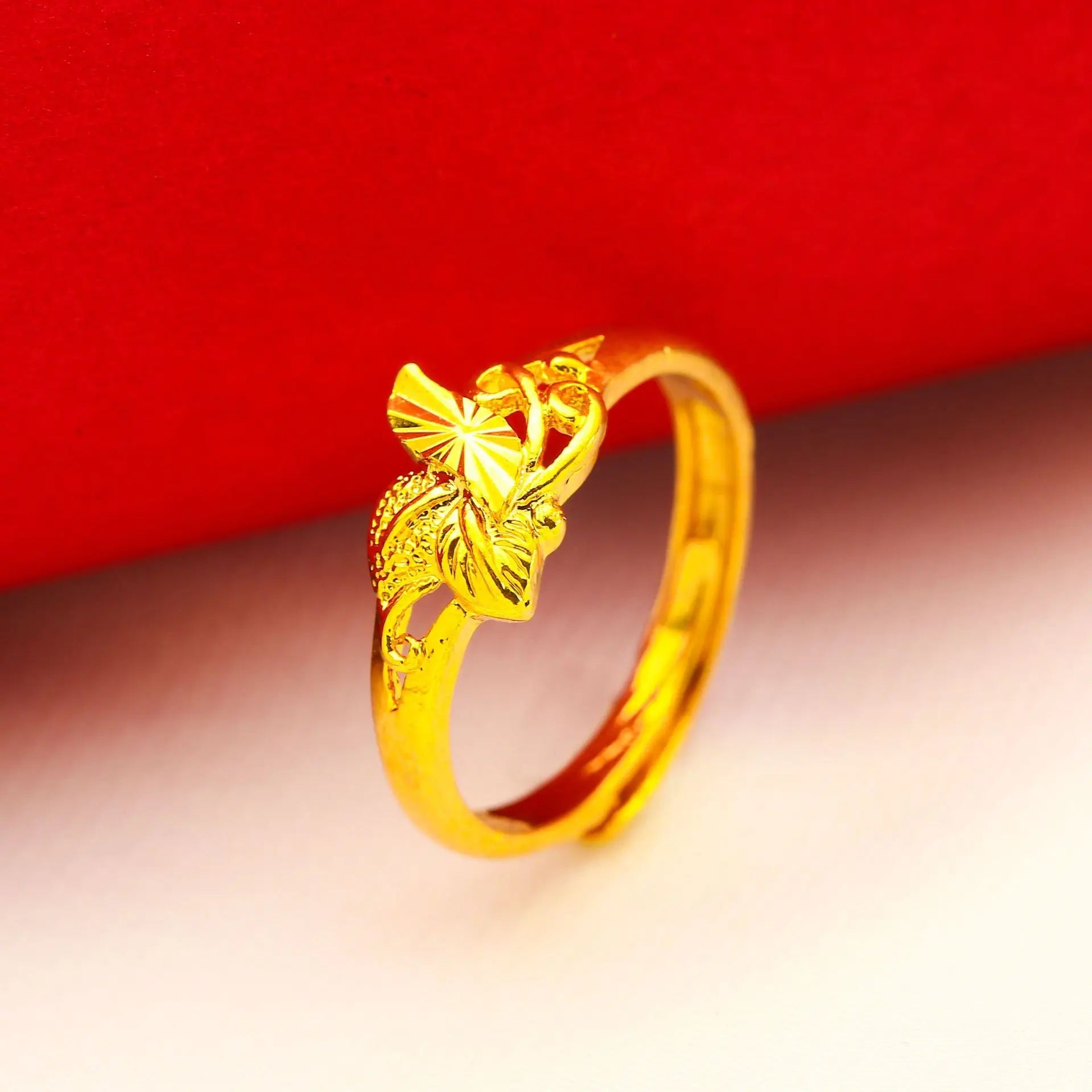 ANIID Ethiopia Dubai Flower Gold Color Arab Rings Resizable For Women Wedding Jewelry African Party Gift Nigerian Jewellery