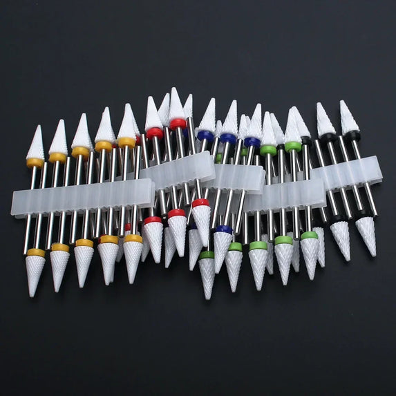 10pcs Ceramic Nail Drill Bits Set Milling Cutter for Manicure Drills Electric Nail Files Cuticle Remove Nail File Art Tools