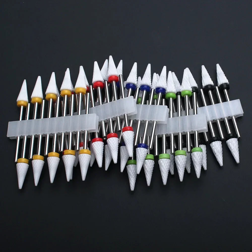 10pcs Ceramic Nail Drill Bits Set Milling Cutter for Manicure Drills Electric Nail Files Cuticle Remove Nail File Art Tools