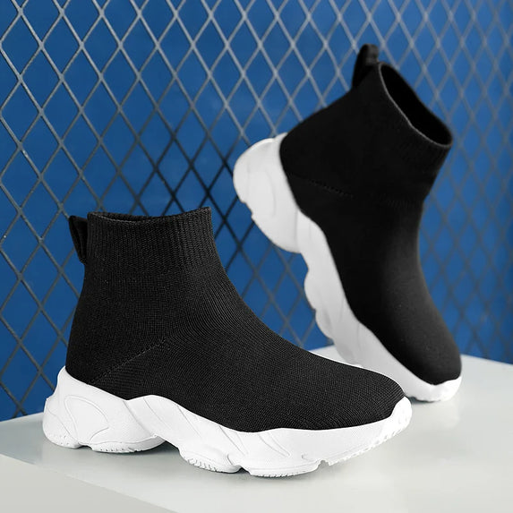 Kid Shoes Sneakers Fashion Knit Luxury Designer High Top Children Shoes Comfortable Casual Running Sports Tennis Shoes Boy Girls
