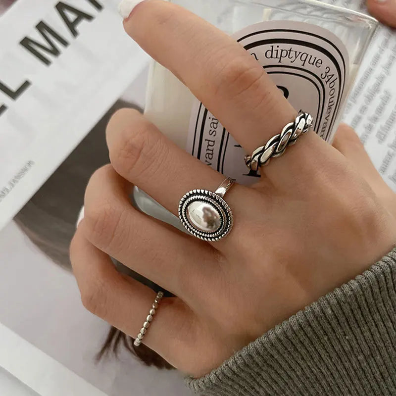 VENTFILLE 925 Sterling Silver Finger Rings New Fashion Creative Cross Hollow Chain Geometric Party Jewelry Gifts