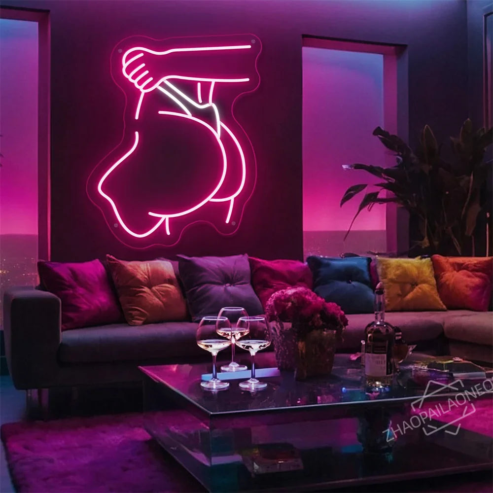 Sexy Lady Body Pink LED Neon Light Sign Wall Decor Dimmable LED Lights Bedroom Living Bar Club Decorations Game Room Party Gift