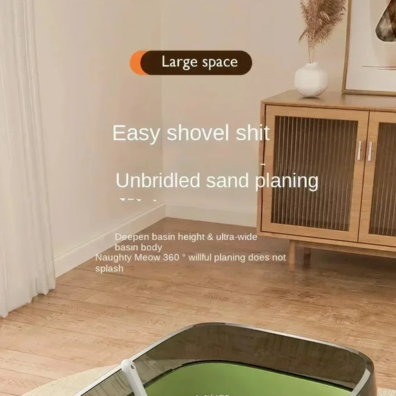 Kitty Sandbox Cat Litter Box Semi-enclosed Splashproof Cat Tray Cat Toilet Cleaning Basin Supplies Pet Toilet Kitten Tray Bedpan