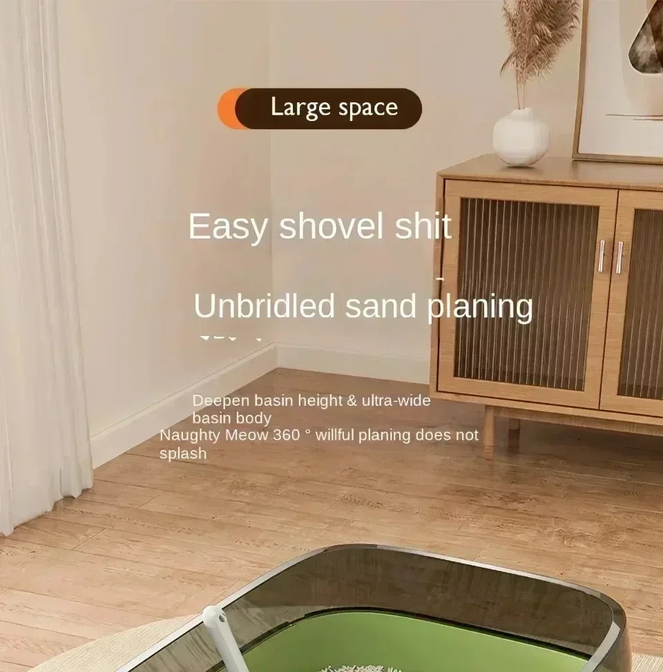 Kitty Sandbox Cat Litter Box Semi-enclosed Splashproof Cat Tray Cat Toilet Cleaning Basin Supplies Pet Toilet Kitten Tray Bedpan