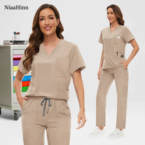 Anti Wrinkle Washable Soft Hospital Uniform Hot Sale Pet Vet Nurse Scrub Set Women Medical Scrubs Sets Women Medical Accessories