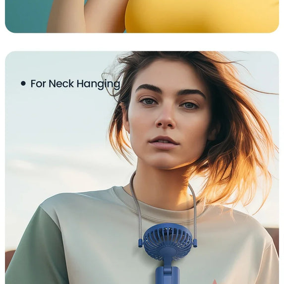 TOPK 5000mAh Mini Portable Fan USB Rechargeable Hand Held Fan,Small Pocket Fan 3 Speeds with Lanyard &Base,USB Desk Fan Foldable