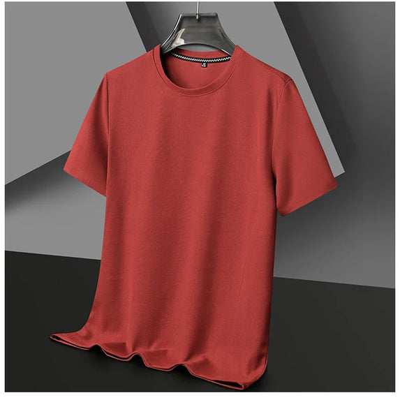 New Summer Waffle Round Neck Short Sleeved T-shirt for Men's Short Sleeved Top