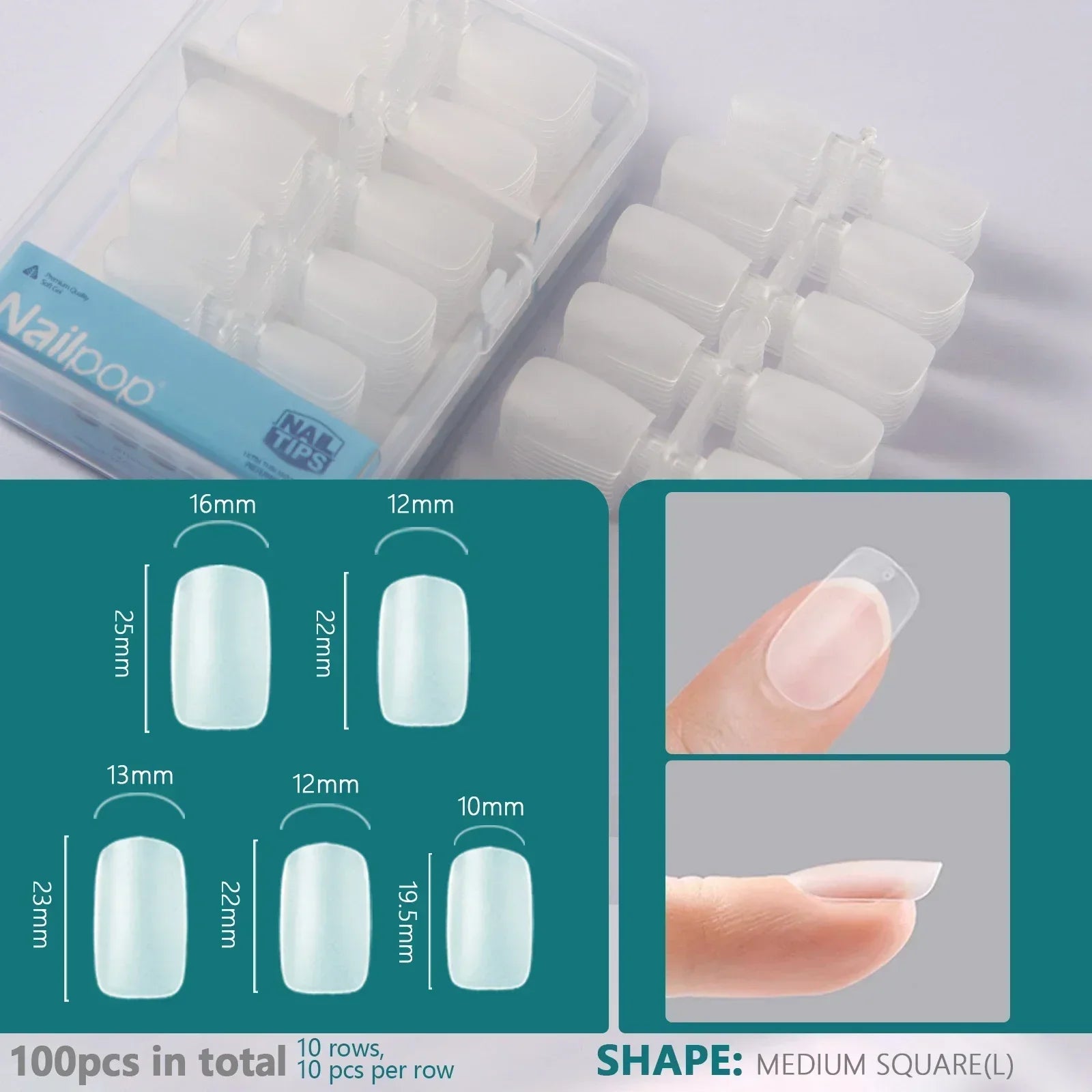 Nailpop Soft Gel Tips for Nails Extension System Ultra Matt Short Coffin Fake Nail Capsule for Handmade Press on Nails 100pcs