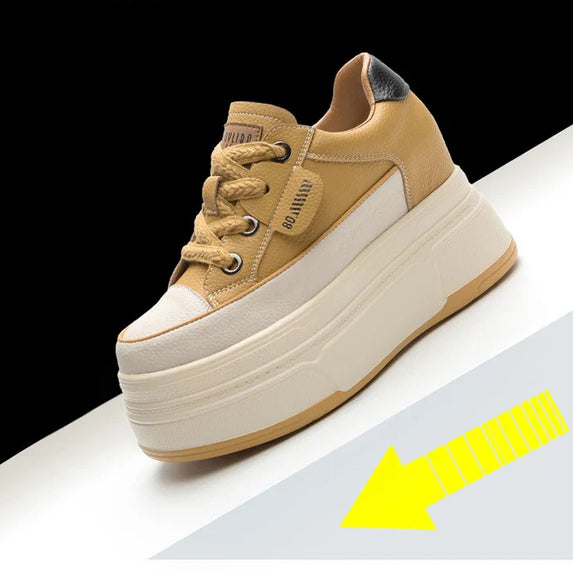 Fujin 9cm Cow Suede Genuine Leather Women Vulcanized Shoes Platform Wedge Skate Boarding High Brand Heels Casual Summer Shoes