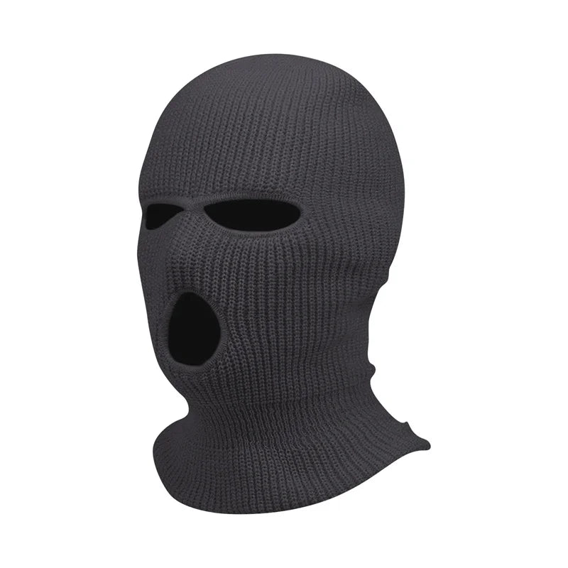 3Holes Winter Warm Unisex Balaclava Mask Hat Embroidery Full Face Mask Knitted Cycling Ski Snowboard Hat Cap Hip Hop Beanie Gift