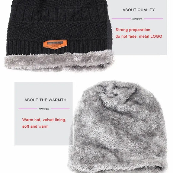 Beanies Men Winter Hat Women Knitted Hats For Men Cap Winter Beanie Caps Gorro Thick Warm Brimless Fur Bonnet Mens