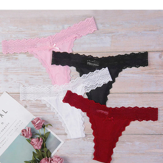 Lace Floral Women Panties Low Waist Breathable Briefs Female Thong Underwear Solid Sexy G-String Transparent Panty