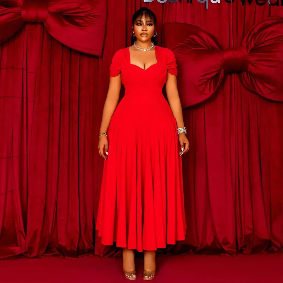 Plus Size Fashionable Elegant Long Strapless plus Size Dress for Black Women N8072 Cross-Border Large Size Clothing Sexy Wais...