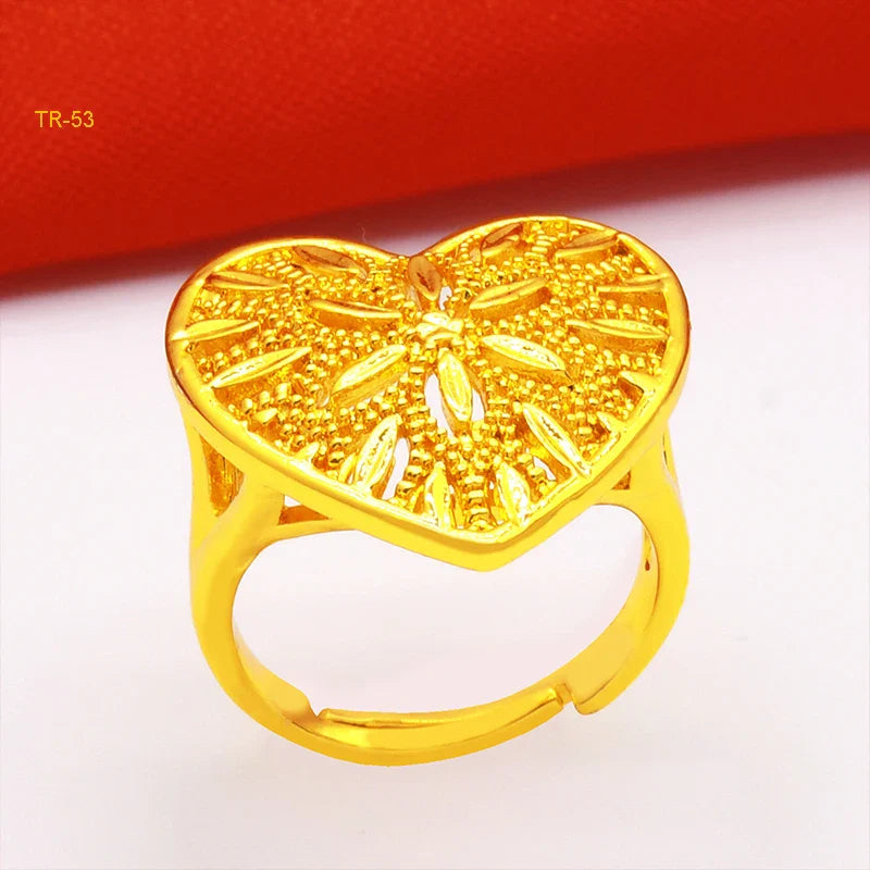 ANIID Ethiopia Dubai Flower Gold Color Arab Rings Resizable For Women Wedding Jewelry African Party Gift Nigerian Jewellery