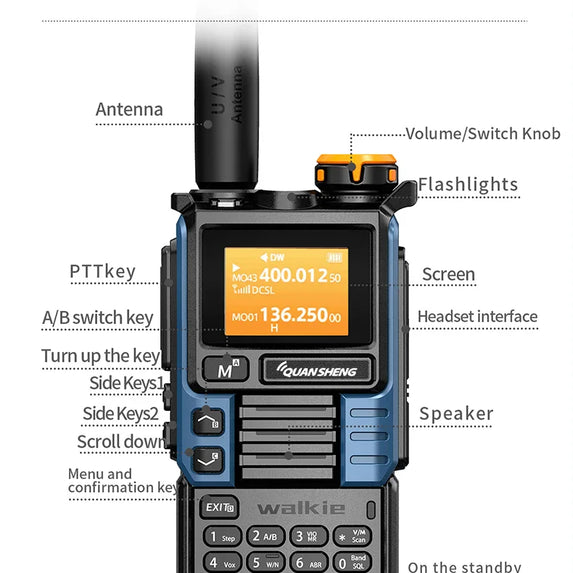 Quansheng UV-K6 Upgrade UV-K5 (99) Interphone 5W Air Band Radio Tyep C Charging UHF VHF DTMF FM Scrambler NOAA Wireless Frequenc
