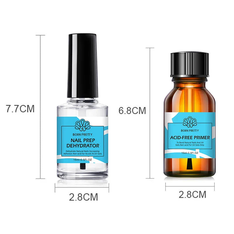 BORN PRETTY 15ml Nail Primer Nail Prep Dehydrate Base Top Coat Gel Nail Polish No Need Of UV LED Lamp Nail Art Varnish Manicure