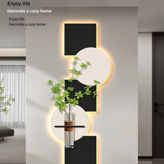 Modern Hydroponics Green Plants LED Decorative Paintings Home Decor Living Room Bedroom Entrance Hallway Sandstone Mural Lights