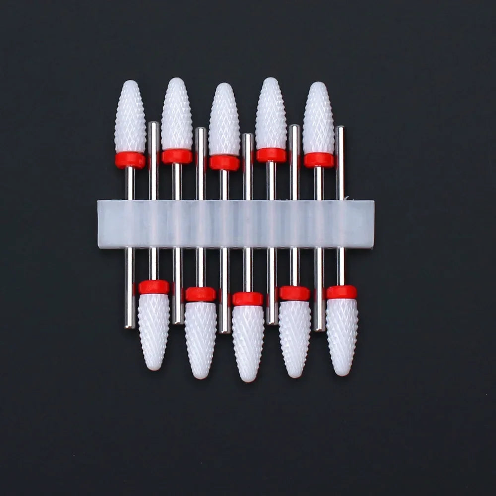 10pcs Ceramic Nail Drill Bits Set Milling Cutter for Manicure Drills Electric Nail Files Cuticle Remove Nail File Art Tools