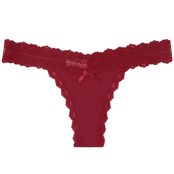 Lace Floral Women Panties Low Waist Breathable Briefs Female Thong Underwear Solid Sexy G-String Transparent Panty