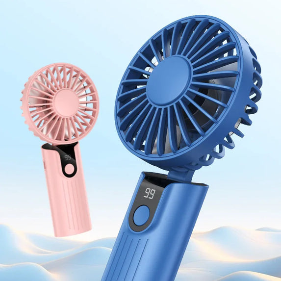 TOPK 5000mAh Mini Portable Fan USB Rechargeable Hand Held Fan,Small Pocket Fan 3 Speeds with Lanyard &Base,USB Desk Fan Foldable