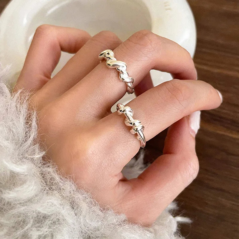 VENTFILLE 925 Sterling Silver Finger Rings New Fashion Creative Cross Hollow Chain Geometric Party Jewelry Gifts