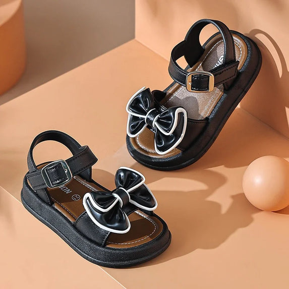 Girls Baby Bow Sandals Summer New Versatile Anti Slip Outdoor Student Princess Sandals Sweet Fashion Summer Kids Beach Sandals