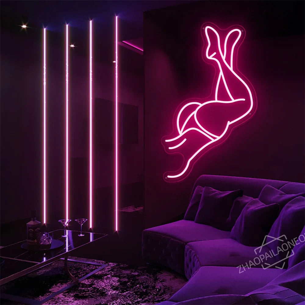 Sexy Lady Body Pink LED Neon Light Sign Wall Decor Dimmable LED Lights Bedroom Living Bar Club Decorations Game Room Party Gift