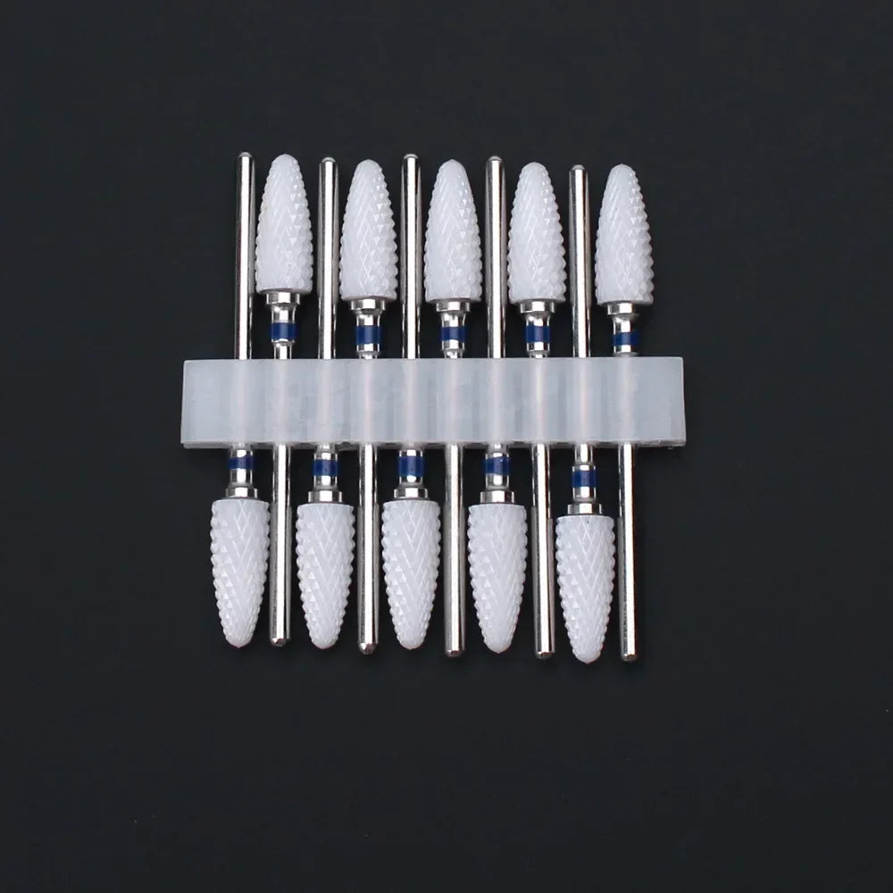 10pcs Ceramic Nail Drill Bits Set Milling Cutter for Manicure Drills Electric Nail Files Cuticle Remove Nail File Art Tools