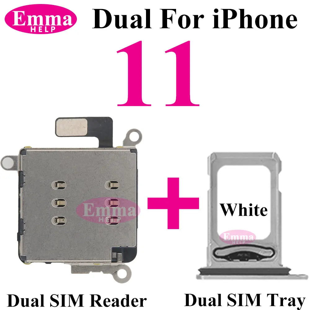 EmmaHelp 1set Dual Sim Card Reader Connector Flex Cable + Tray Slot Holder Adapter for iPhone 11 12 13 14 15 Pro Max XR XSMax