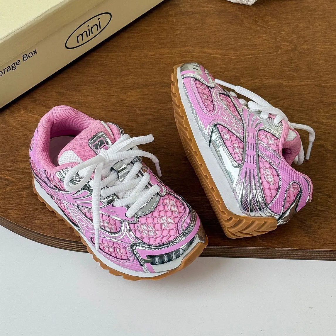 2025 Spring Toddler Kid Breathable Orbit Metallic Rubber Mesh Sneaker Children Casual Fashion Shoe Boy Girl Sports Walking Shoes