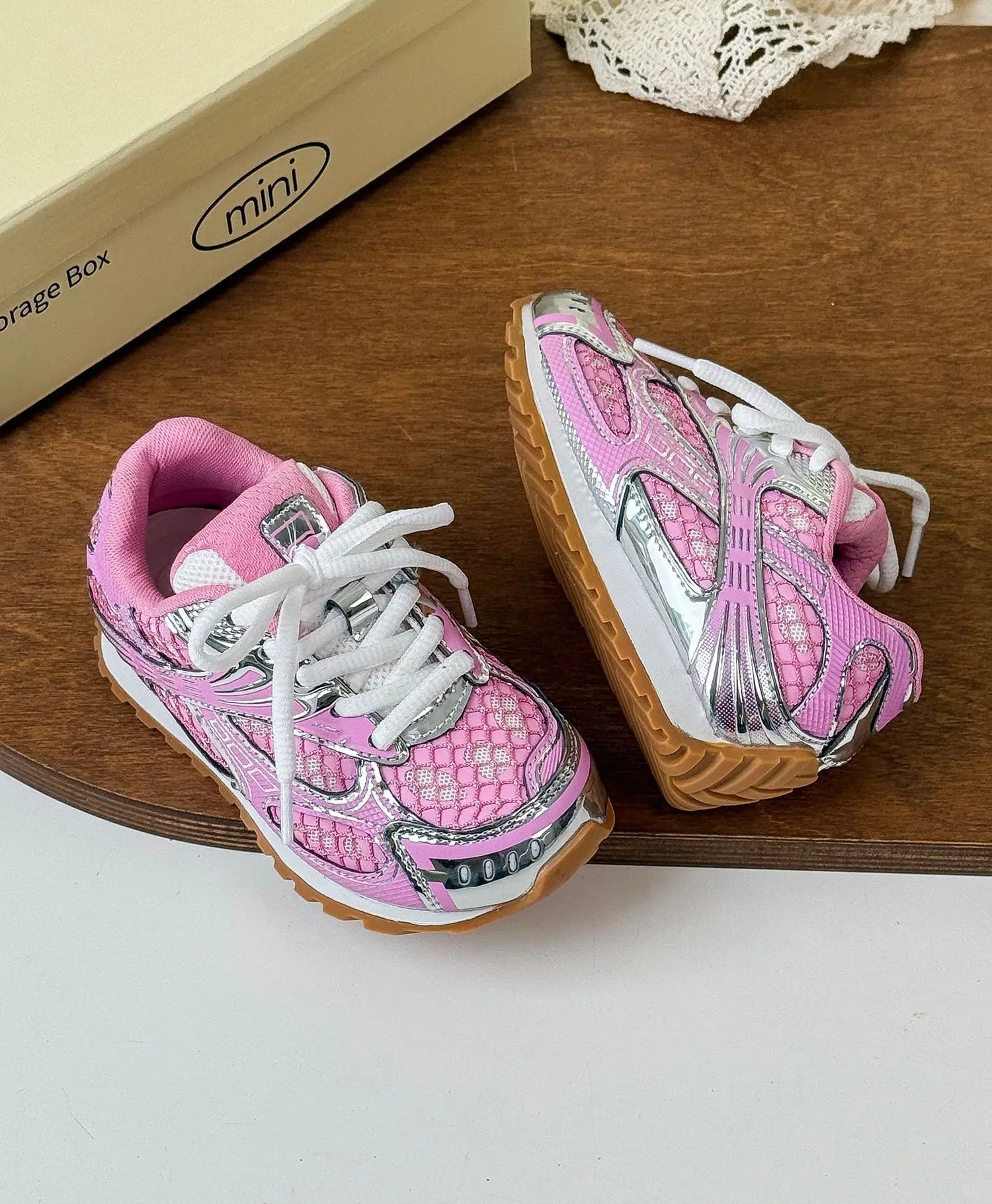 2025 Spring Toddler Kid Breathable Orbit Metallic Rubber Mesh Sneaker Children Casual Fashion Shoe Boy Girl Sports Walking Shoes