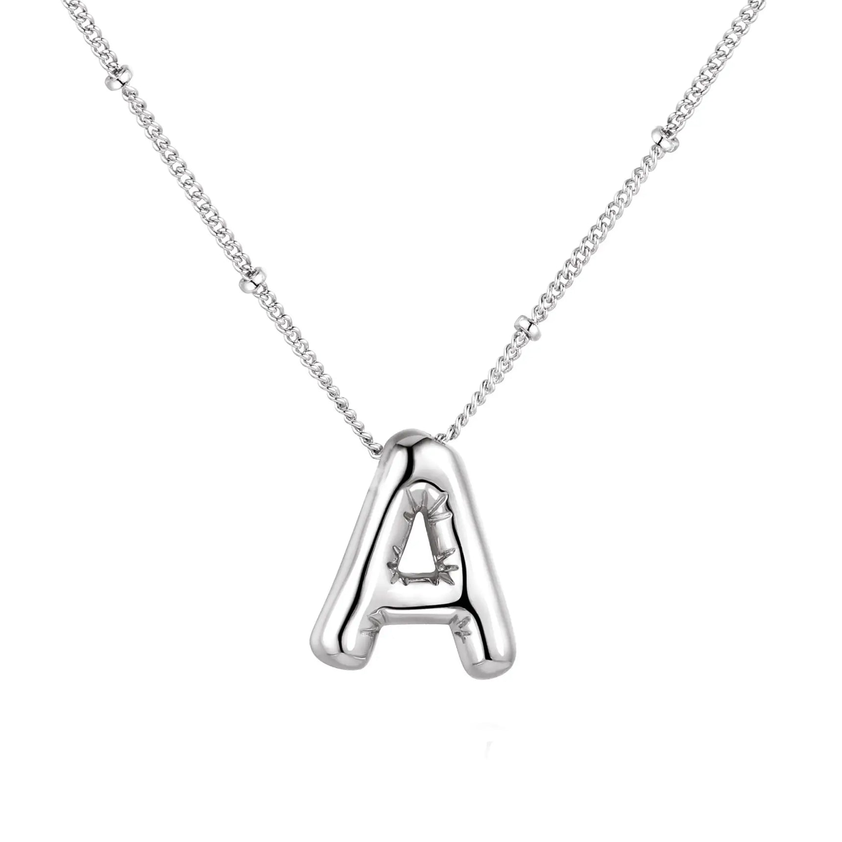 LATS Gold Plated Metal Chunky Alphabet Balloon Bubble Initial Letter Pendant Necklace for Women Men Boy Fashion Jewelry