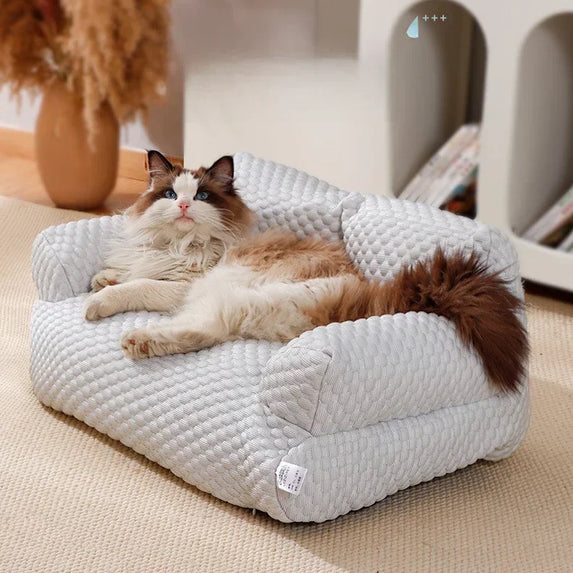 Cat Summer Beds Pet Sofa Dog Nest Removable Washable Waterproof Breathable Ice Silk Soft Cat Bed Small Kitten House