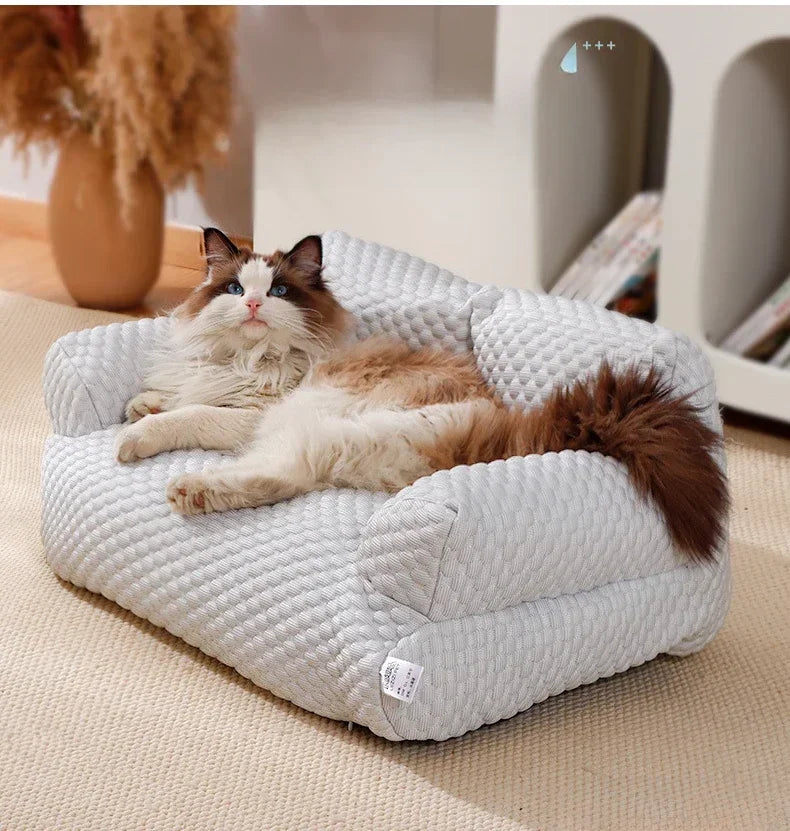Cat Summer Beds Pet Sofa Dog Nest Removable Washable Waterproof Breathable Ice Silk Soft Cat Bed Small Kitten House
