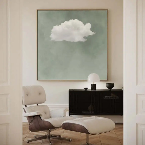 Grass Green Sky Clouds Wall Painting Square Canvas Abstract Art Simple Mural Living Room Decoration Frameless Canvas Painting