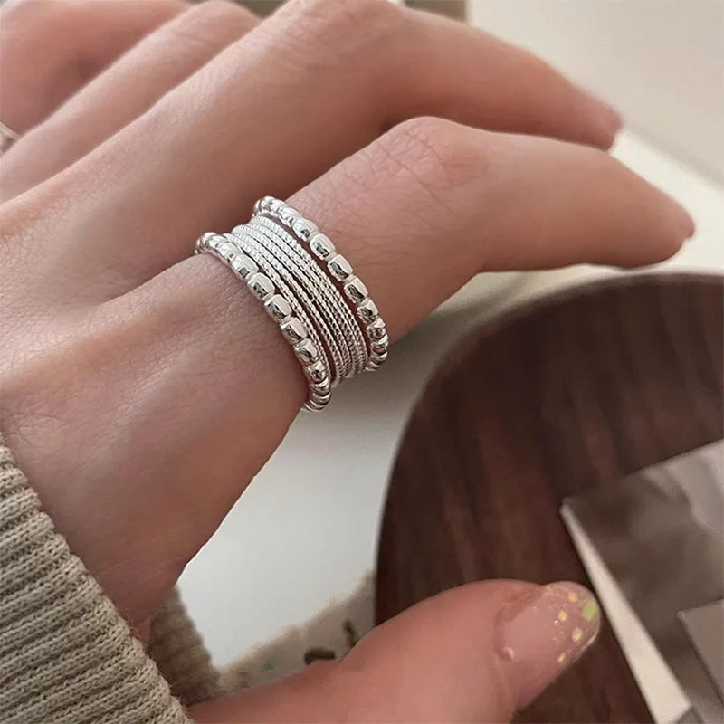 VENTFILLE 925 Sterling Silver Finger Rings New Fashion Creative Cross Hollow Chain Geometric Party Jewelry Gifts