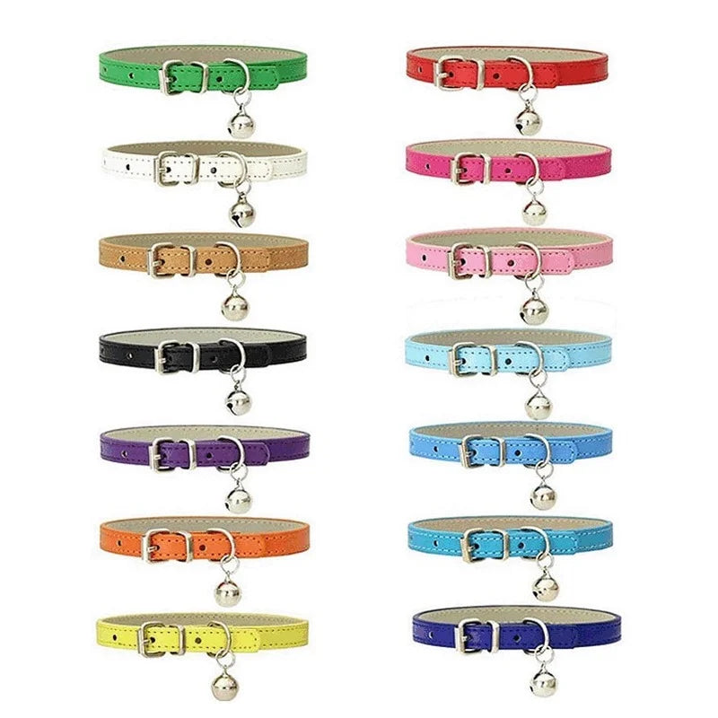 Dog Collar Pu Leather Collar Leash Pet Dog Collar Pet Supplies Cat Collar with Bells Dog Collar Chihuahua Dog Collar Cat Collar